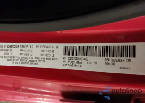 2013 Dodge Avenger Sxt из США, поврежденный, VIN 1C3CDZCB1DN504055